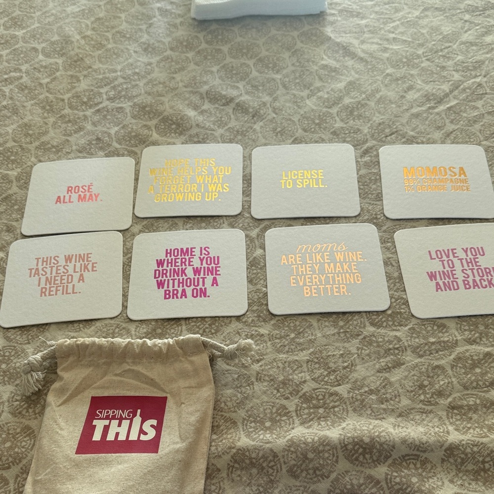 Coaster Set - White and Pink